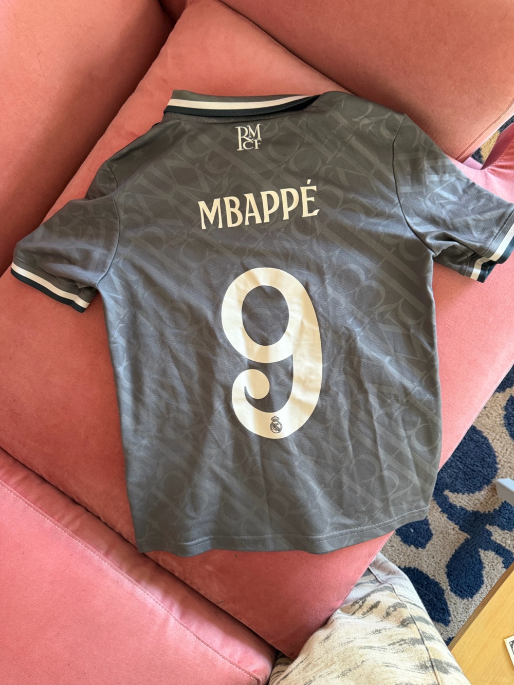 Kids adidas Jersey Mbappé #9 Soccer collar gray